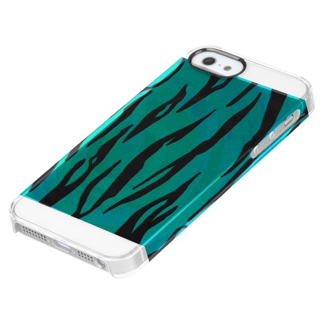 Tiger Black and Teal Print Uncommon iPhone Case (Bottom)