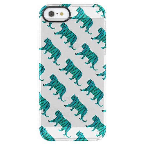 Tiger Black and Teal Print Clear iPhone SE55s Case