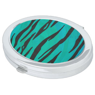 Tiger Black and Teal Print Vanity Mirror