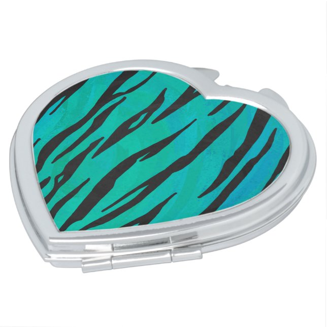 Tiger Black and Teal Print Vanity Mirror (Turned)