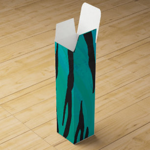 Tiger Black and Teal Print Wine Box