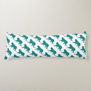 Tiger Black and Teal Silhouettes Body Pillow