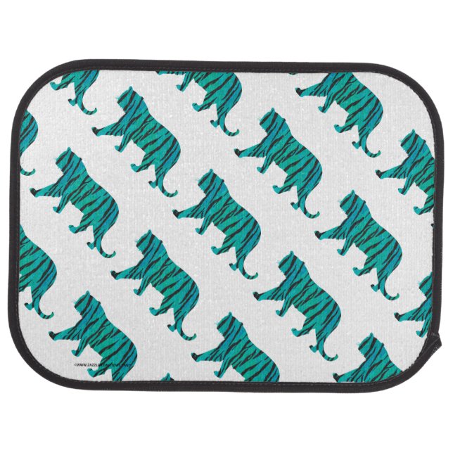 Tiger Black and Teal Silhouettes Car Mat (Rear)