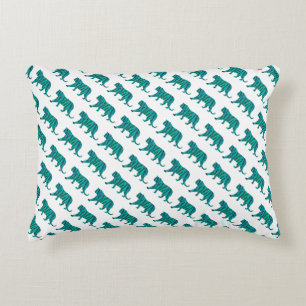 Tiger Black and Teal Silhouettes Decorative Pillow