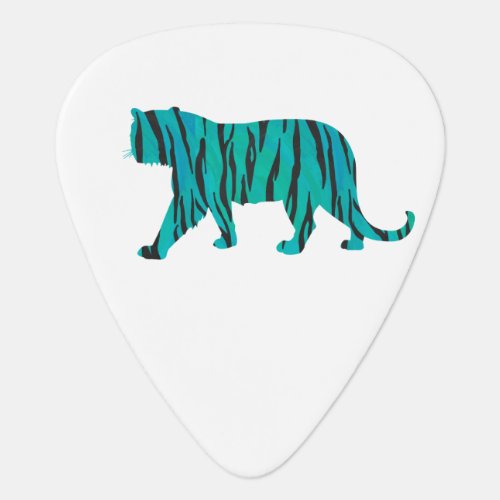 Tiger Black and Teal Silhouettes Guitar Pick