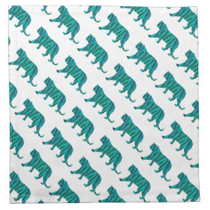 Tiger Black and Teal Silhouettes Napkin