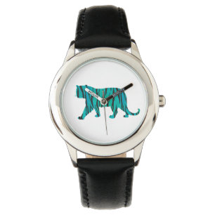 Tiger Black and Teal Silhouettes Watch