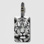 Tiger Black And White Blue Eyes Luggage Tag at Zazzle