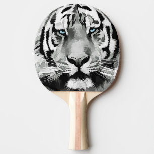 Tiger Black and White Blue eyes Ping-Pong Paddle