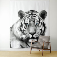 Tiger Black and White Blue eyes