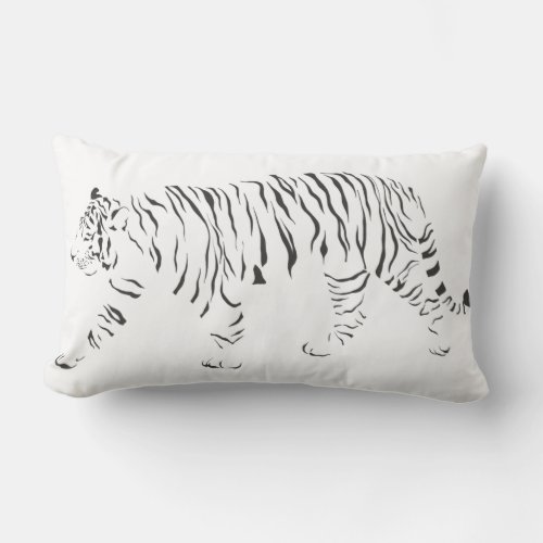 Tiger black and white lumbar pillow