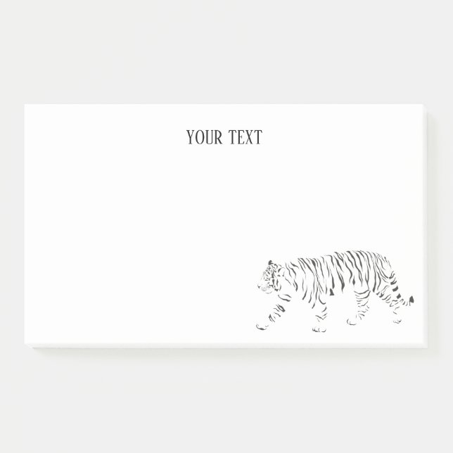 Tiger black and white personalized post-it notes (Front)