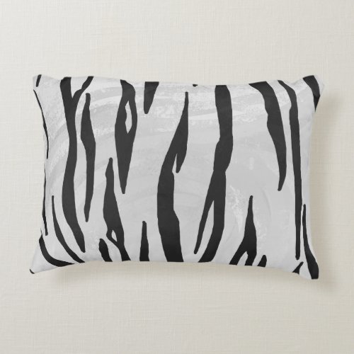 Tiger Black and White Print Accent Pillow