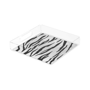 Tiger Black and White Print Acrylic Tray