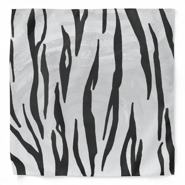 Tiger Black and White Print Bandana (Front)