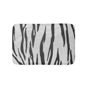 Tiger Black and White Print Bathroom Mat