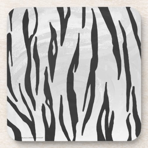 Tiger Black and White Print Beverage Coaster