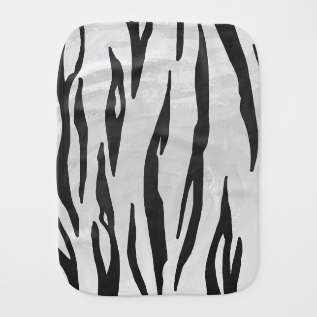 Tiger Black and White Print Burp Cloth (Front)
