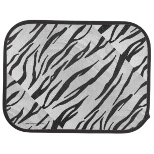 Tiger Black and White Print Car Floor Mat