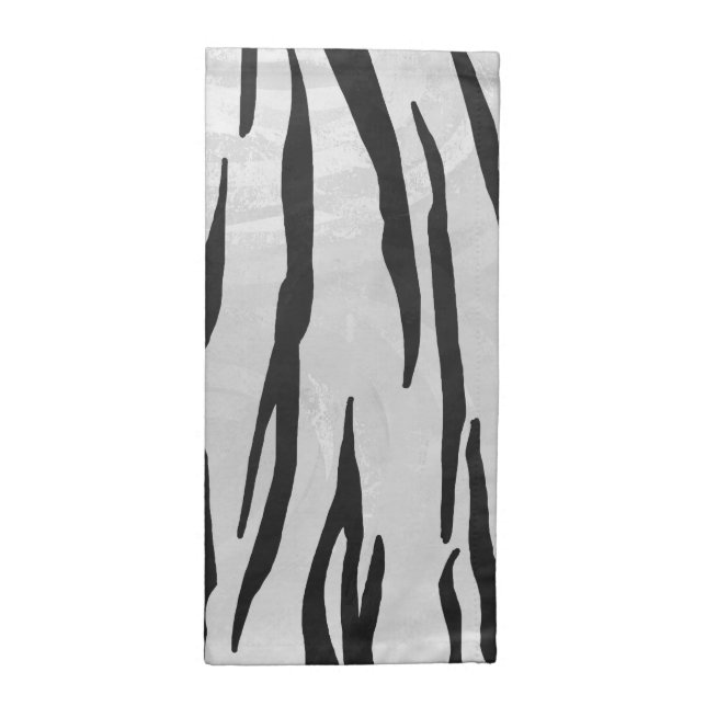 Tiger Black and White Print Cloth Napkin (Half Fold)