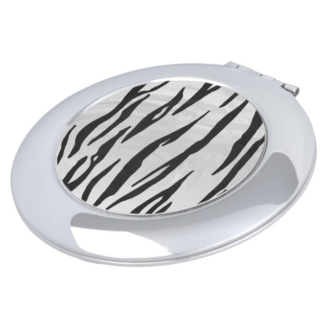 Tiger Black and White Print Compact Mirror (Turned)
