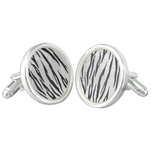 Tiger Black and White Print Cufflinks