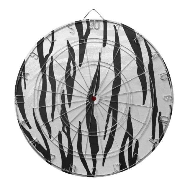 Tiger Black and White Print Dartboard With Darts (Front)