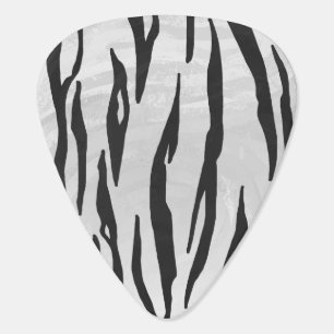 Tiger Black and White Print Guitar Pick