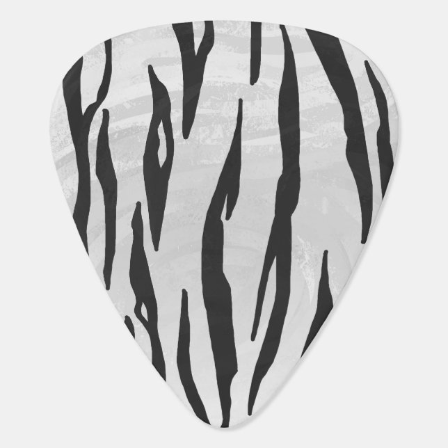 Tiger Black and White Print Guitar Pick (Back)