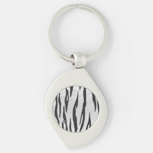 Tiger Black and White Print Keychain