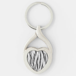 Tiger Black and White Print Keychain