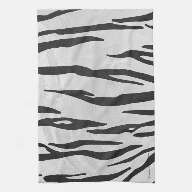 Tiger Black and White Print Kitchen Towel (Vertical)