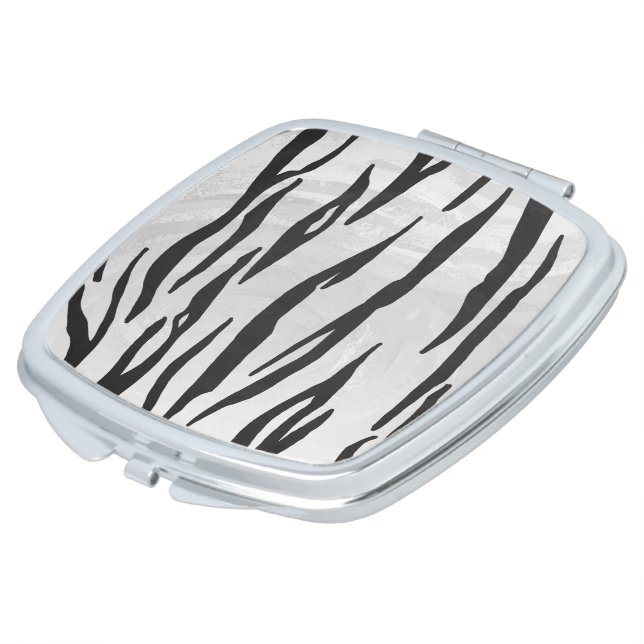 Tiger Black and White Print Makeup Mirror (Turned)
