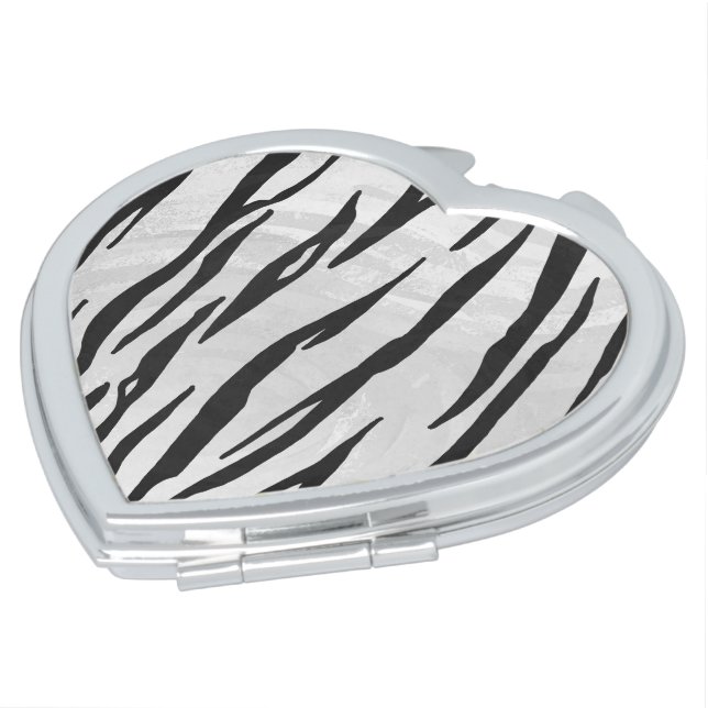 Tiger Black and White Print Makeup Mirror (Turned)