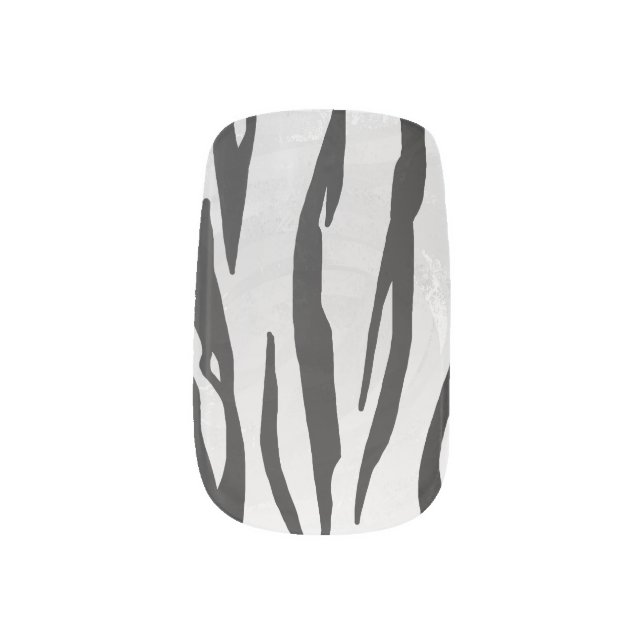 Tiger Black and White Print Minx Nail Art (Left Thumb)