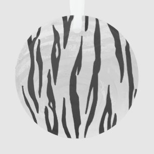Tiger Black and White Print Ornament