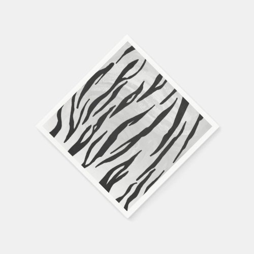 Tiger Black and White Print Paper Napkins