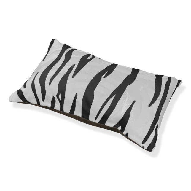 Tiger Black and White Print Pet Bed (Angled)