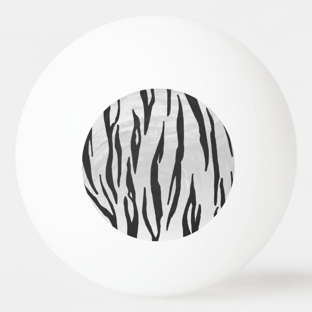 Tiger Black and White Print Ping Pong Ball (Front)
