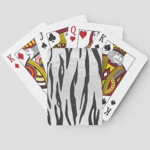 Tiger Black and White Print Poker Cards