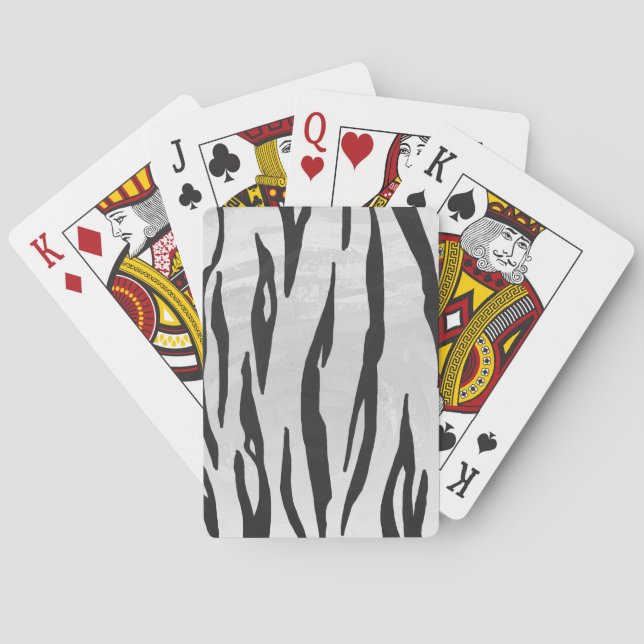 Tiger Black and White Print Poker Cards (Back)