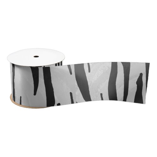 Tiger Black and White Print Satin Ribbon