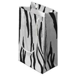 Tiger Black and White Print Small Gift Bag