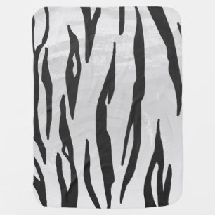 Tiger Black and White Print Stroller Blanket