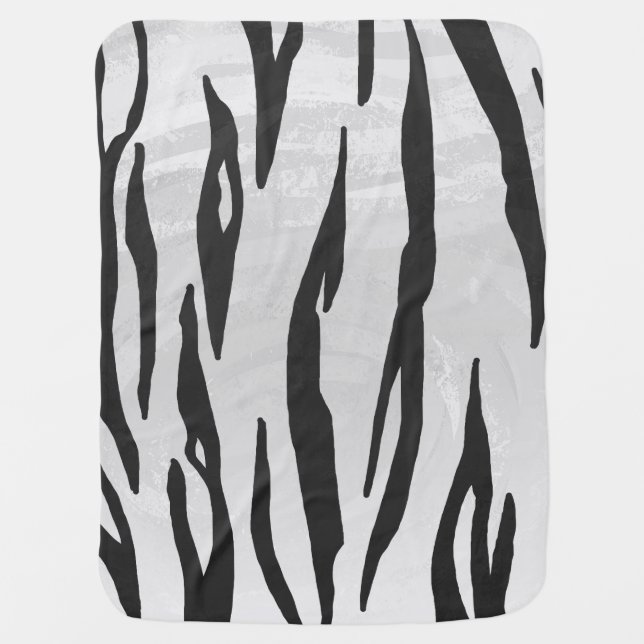 Tiger Black and White Print Stroller Blanket (Front)
