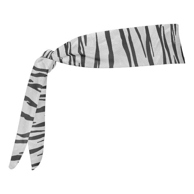 Tiger Black and White Print Tie Headband (Rotate 270)