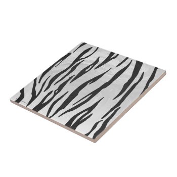 Tiger Black And White Print Tile by ITDWildMe at Zazzle