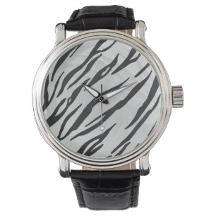 Tiger Black and White Print Watch