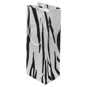 Tiger Black and White Print Wine Gift Bag
