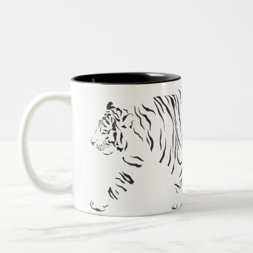 Tiger black and white Two_Tone coffee mug